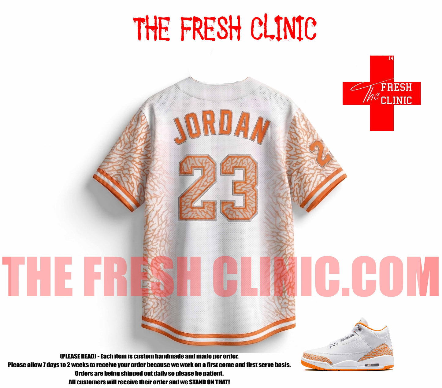 Jordan 3 Orange Citrus Custom Baseball Jersey
