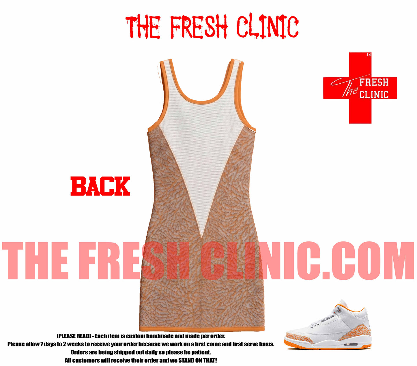 Jordan 3 Orange Citrus Custom Bodycon Dress