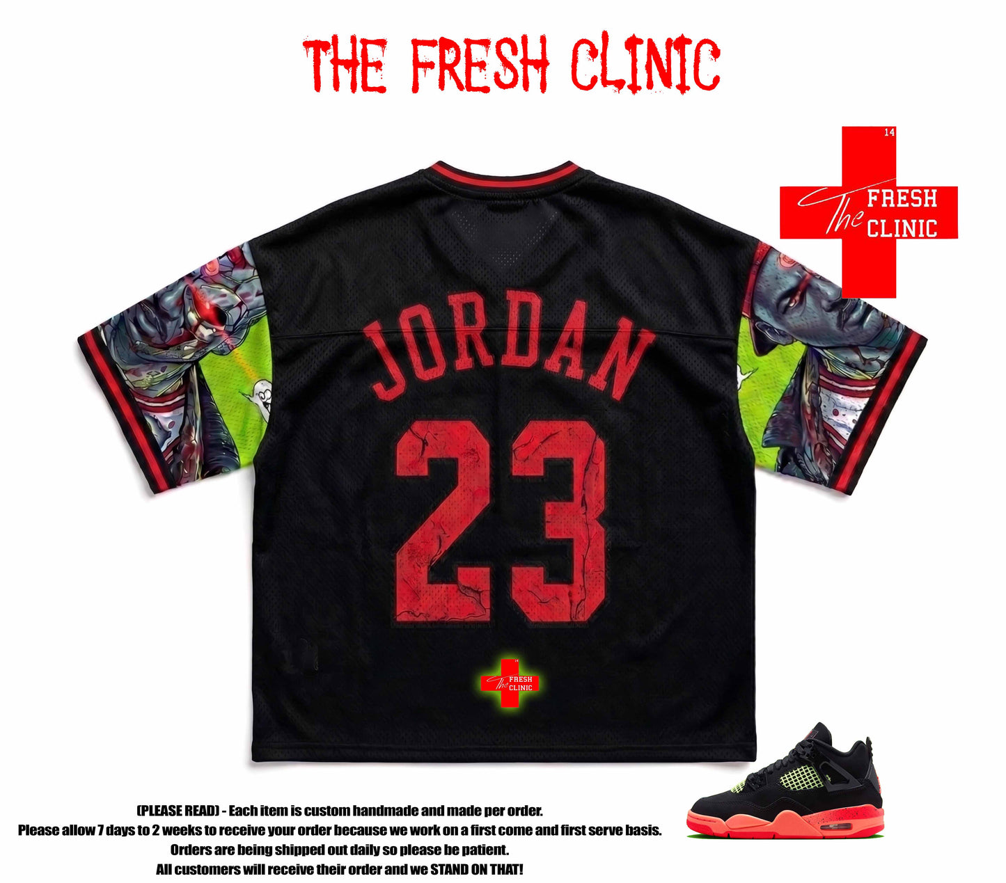 Jordan 4 Infared (Cyborg Wars) Custom Boxy Football Jersey