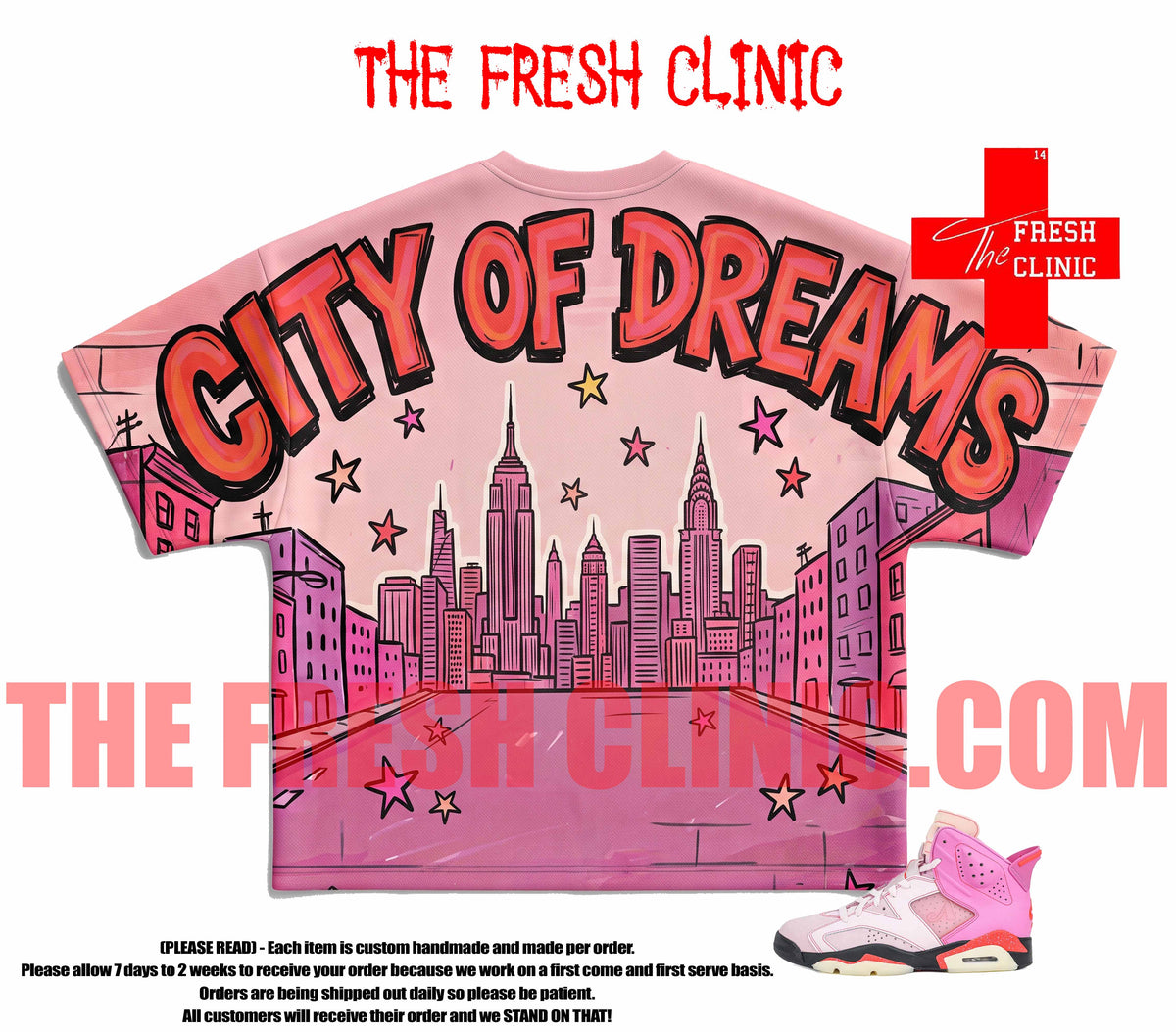 Jordan 6 Awake NYC Bubblegum Pink - NEW YORK - Boxy Oversized Tee