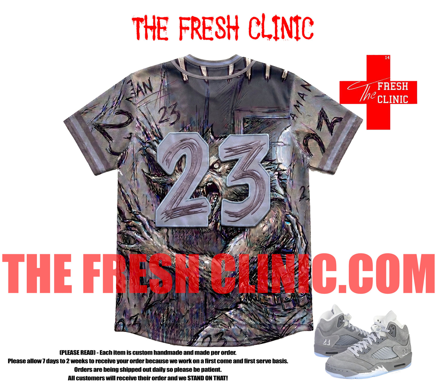 Jordan 5 Wolf Grey (Wolfpack) - Baseball Jersey