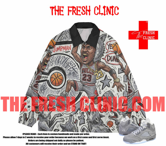 Jordan 5 Wolf Grey (Flying Wolf) - Windbreaker Jacket
