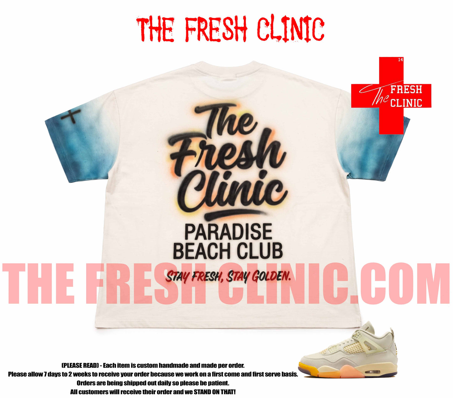 Jordan 4 Birds of Paradise - The Fresh Clinic Beach Club Oversized boxy tee