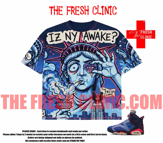 Jordan 6 Awake NYC Blueberry - NEW YORK - Boxy Oversized Tee (Copy)
