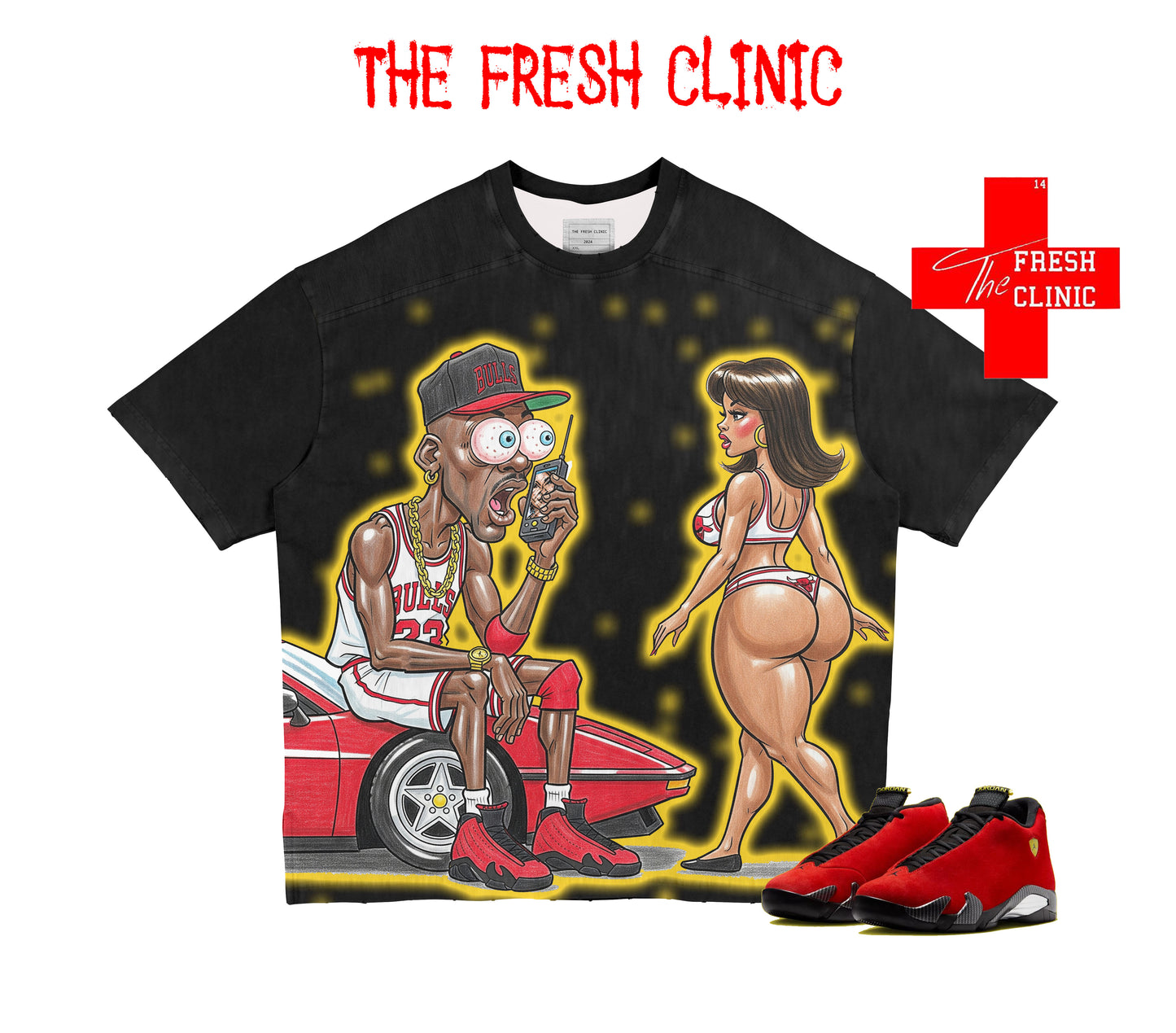 Jordan 14 Ferrari - Fast Life - (Black) Oversized Boxy Tee