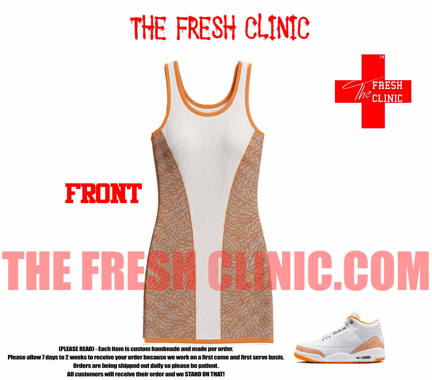 Jordan 3 Orange Citrus Custom Bodycon Dress