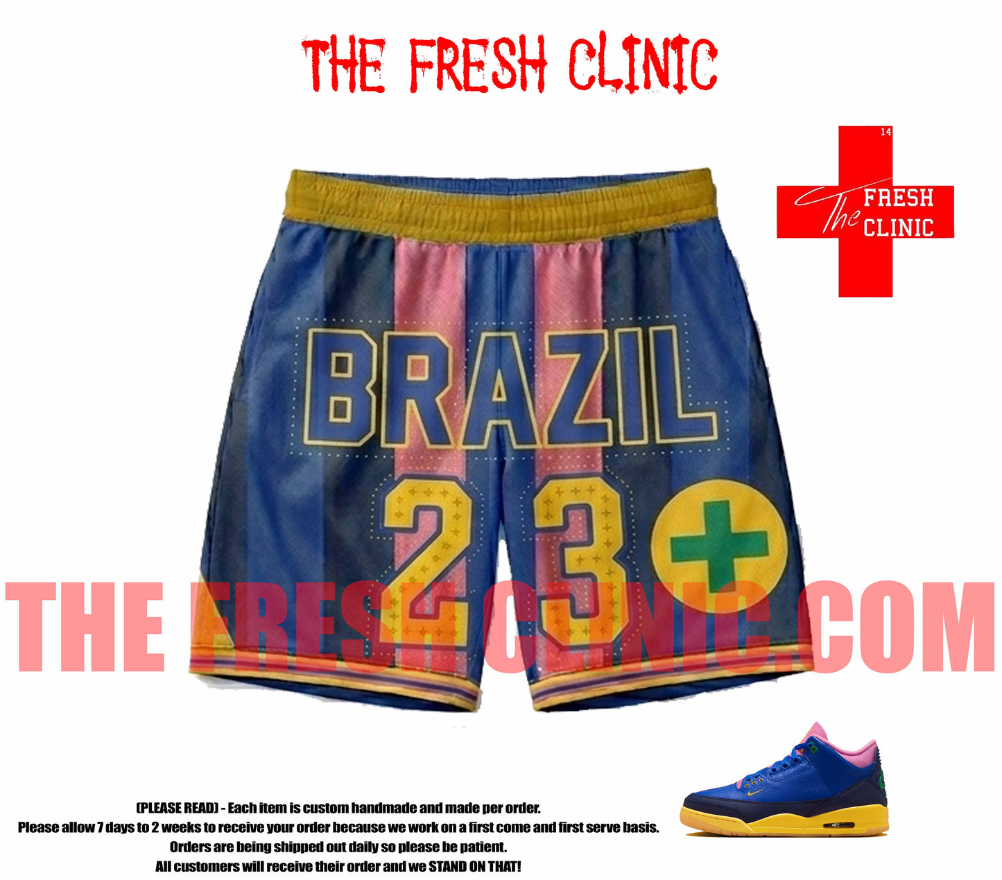 Jordan 3 Brazil Custom Soccer Shorts