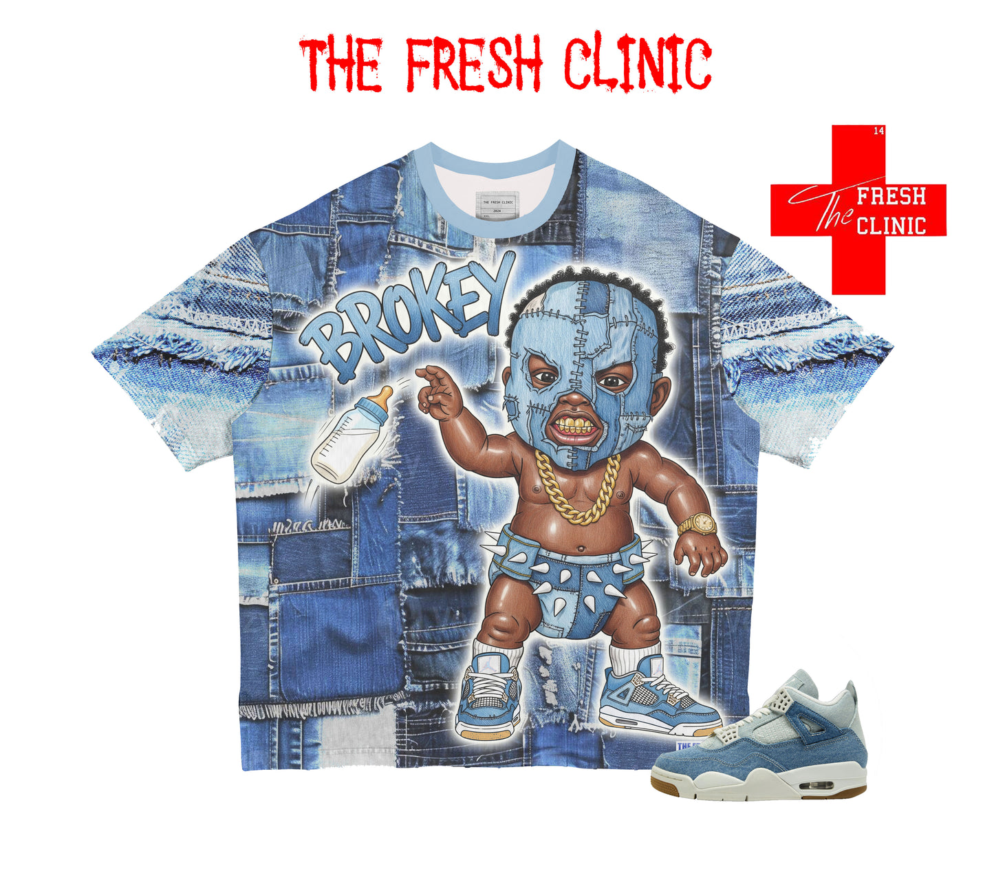 Jordan 4 Denim - Brokey Baby - Oversized Boxy Tee