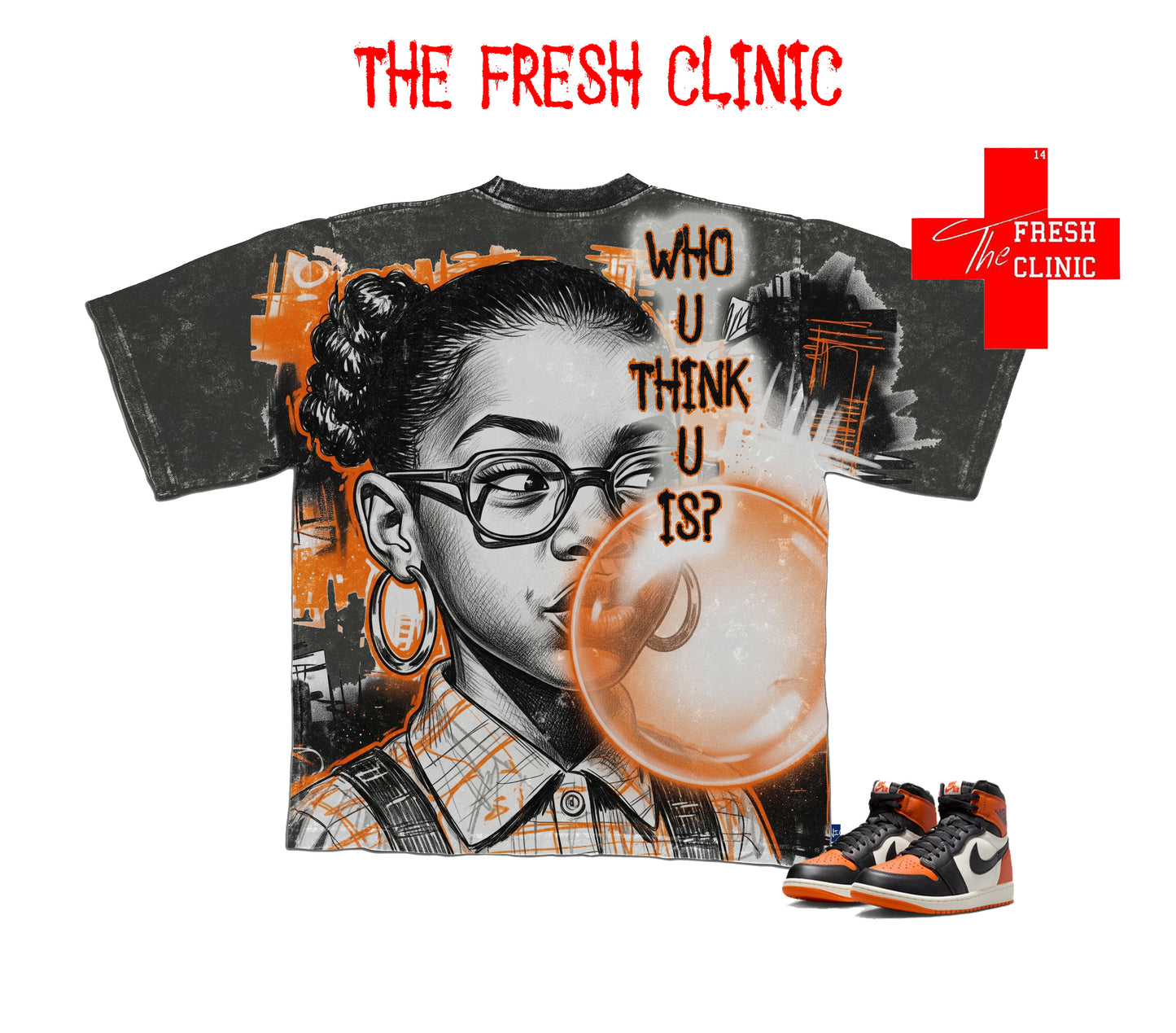 Jordan 1 Shattered Backboard - WHO U THINK U IS? - Oversized Boxy Tee