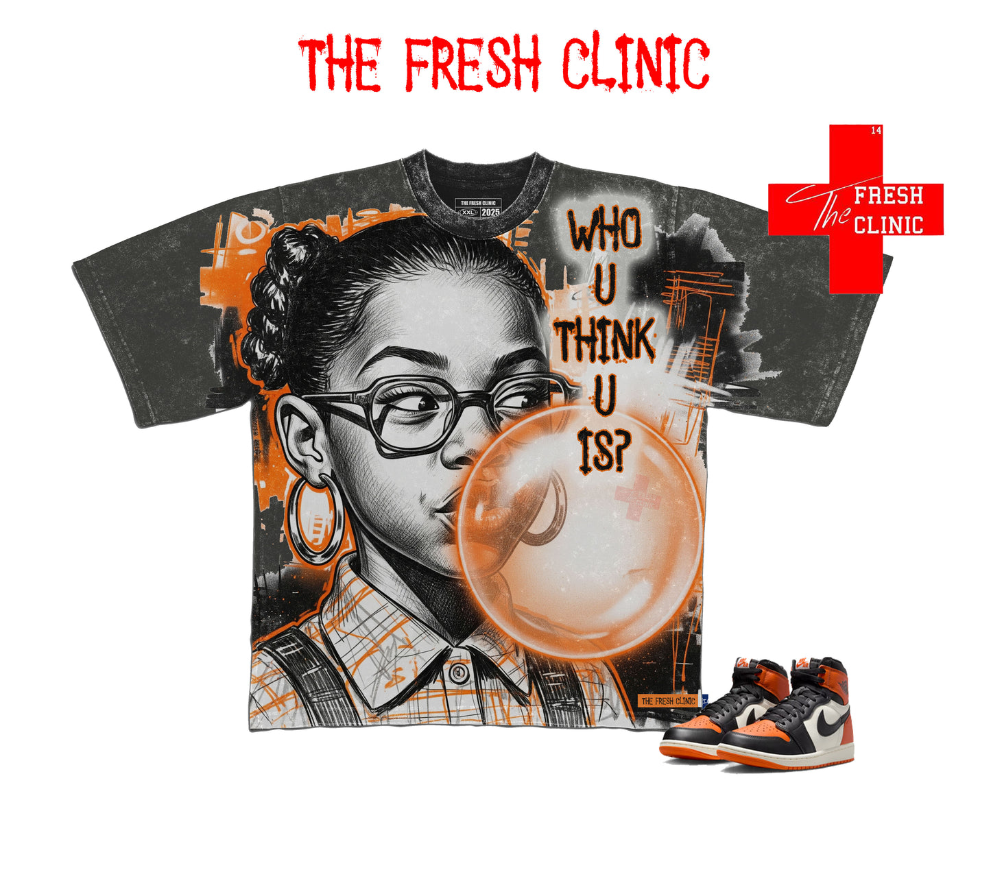 Jordan 1 Shattered Backboard - WHO U THINK U IS? - Oversized Boxy Tee