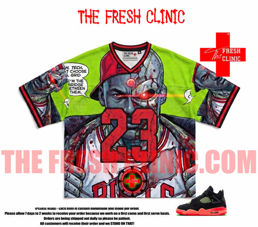 Jordan 4 Infared (Cyborg Wars) Custom Boxy Football Jersey