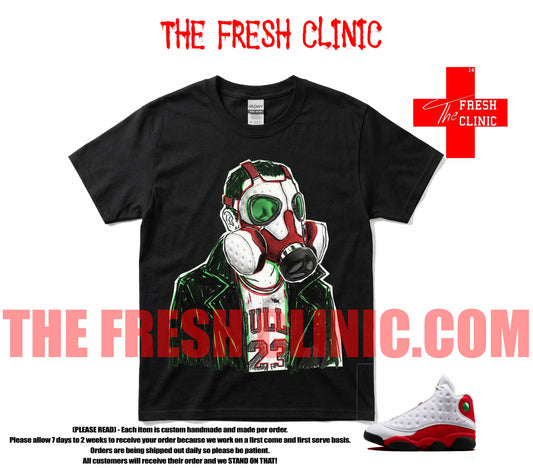 Jordan 13 Chicago (GAS MASK MAN) BLACK Custom Tee