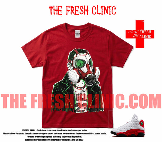 Jordan 13 Chicago (GAS MASK MAN) RED Custom Tee
