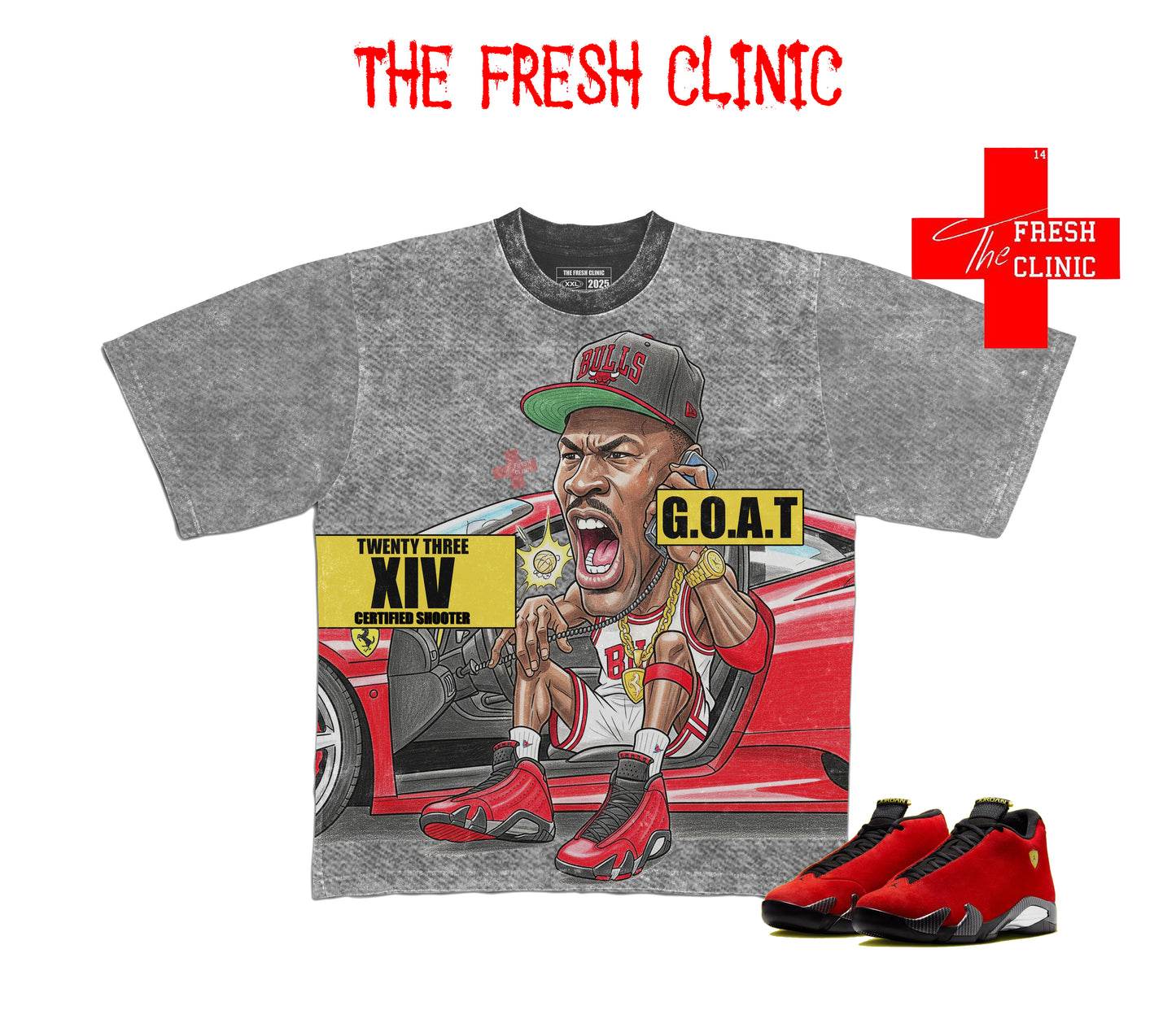 Jordan 14 Ferrari - GET OFF MY LINE - Oversized Boxy Tee