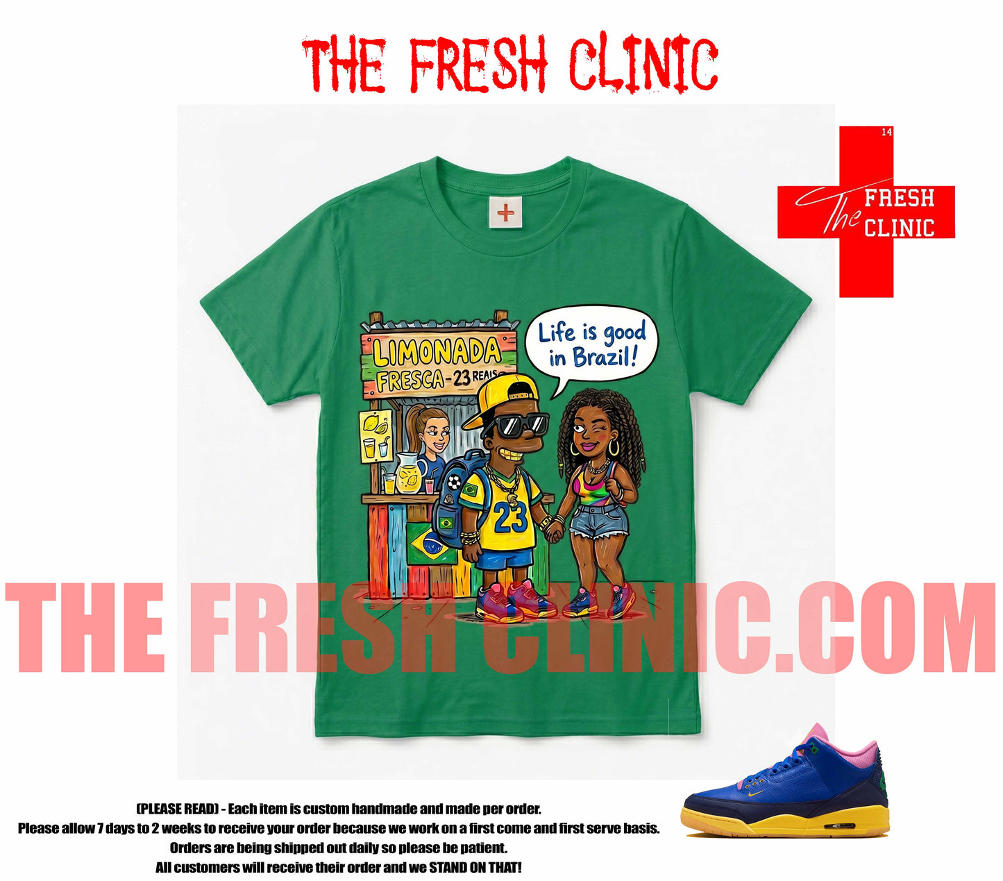 Jordan 3 Brazil Life Is Good Custom tee - Green