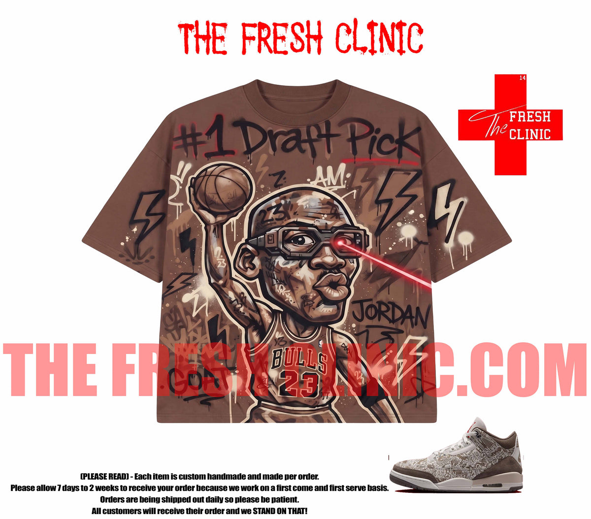 Jordan 3 Laser - #1 Draft Pick -  Boxy Oversized Tee