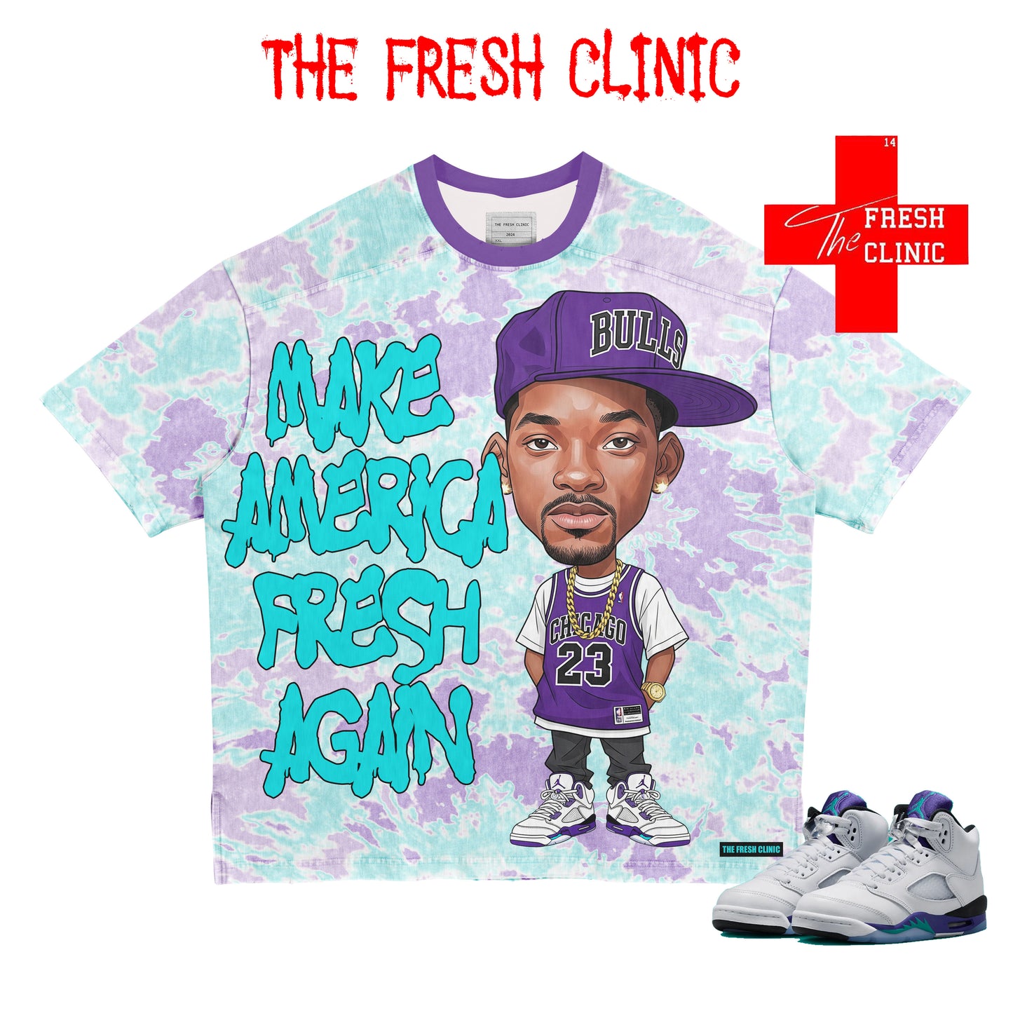 Jordan 5 Grape - Make America Fresh Again - Oversized Boxy Tee
