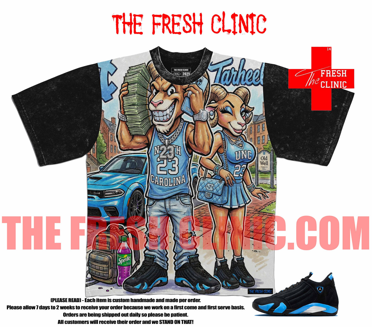 Jordan 14 UNC (Me & My Baddie) Custom Tee