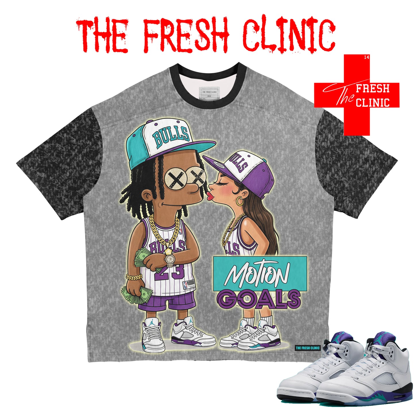 Jordan 5 Grape - Motion Goals - Oversized Boxy Tee