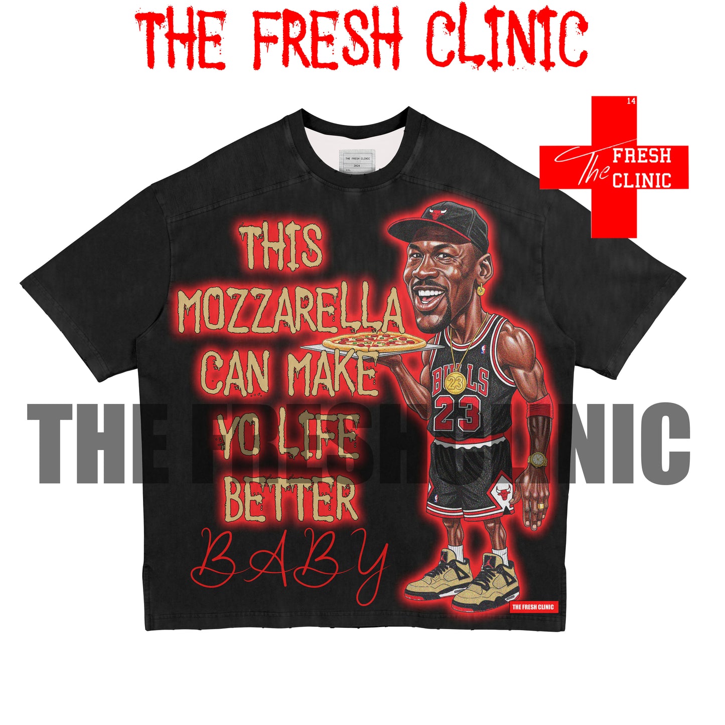 Jordan 4 Pizza - Mozzarella - Oversized Boxy Tee