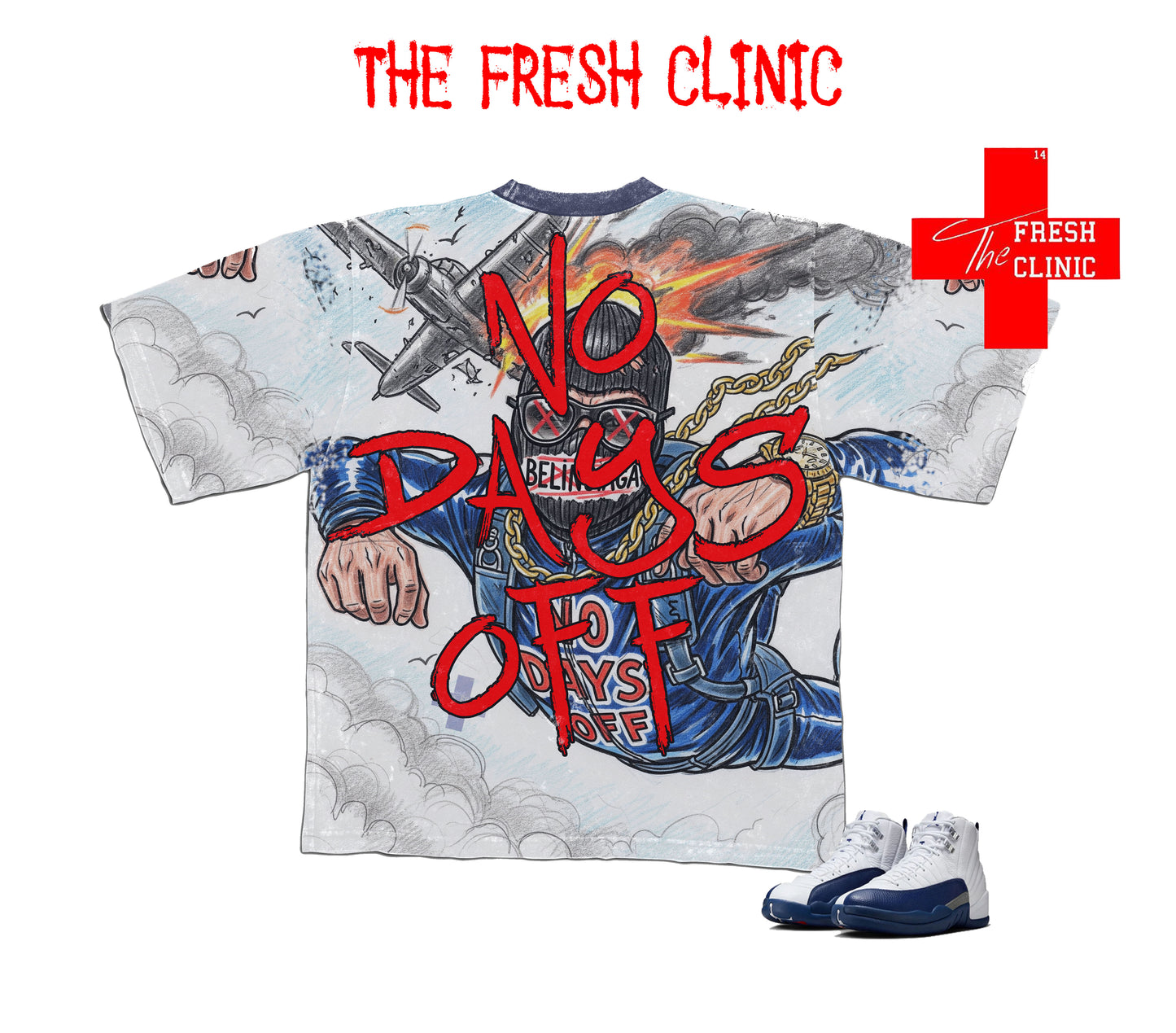 Jordan 12 French Blue - NO DAYS OFF - Oversized Boxy Tee