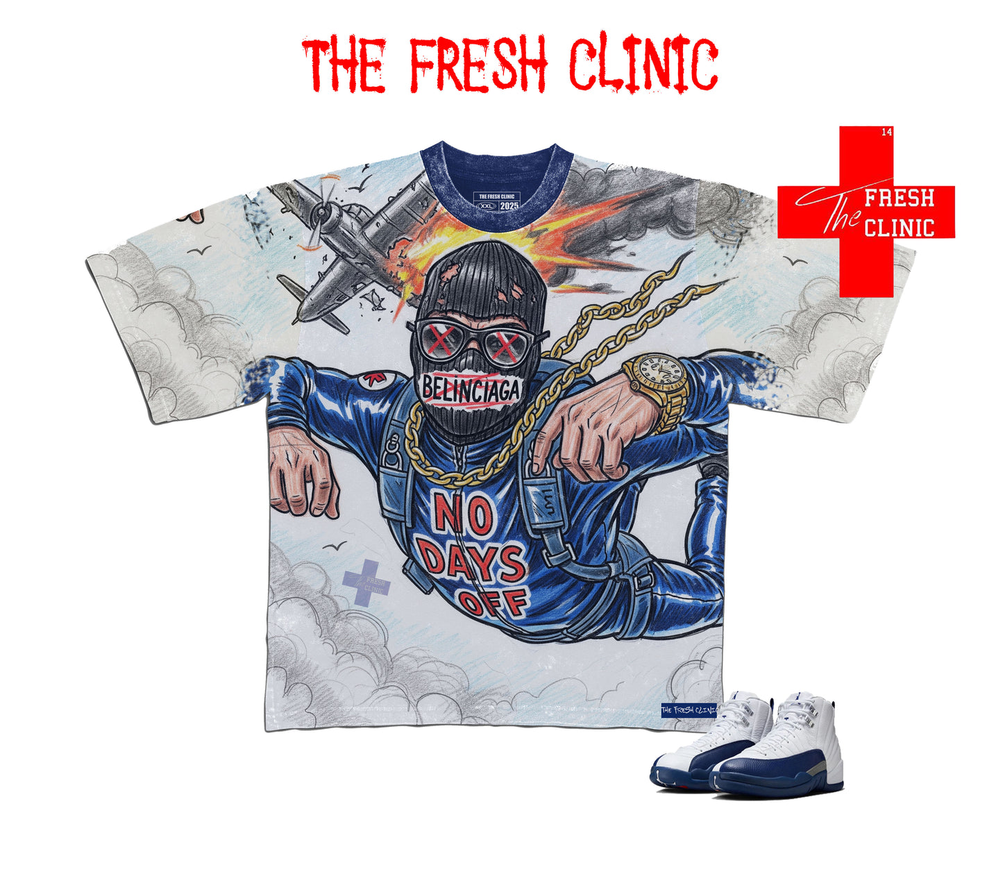 Jordan 12 French Blue - NO DAYS OFF - Oversized Boxy Tee