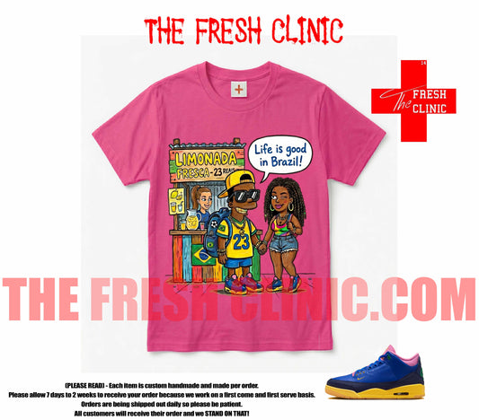 Jordan 3 Brazil Life Is Good Custom tee - Pink