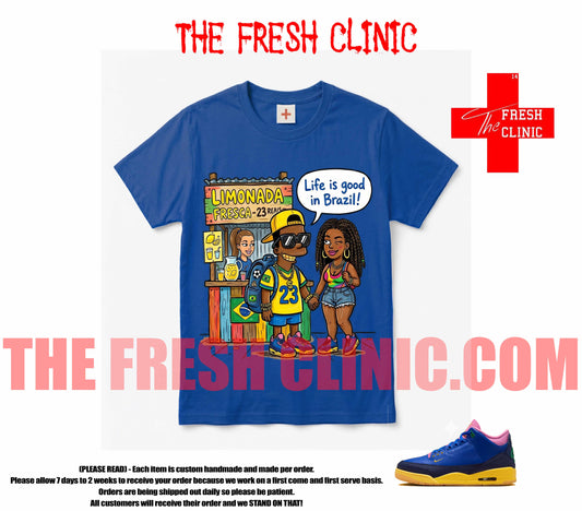 Jordan 3 Brazil Life Is Good Custom tee - Royal