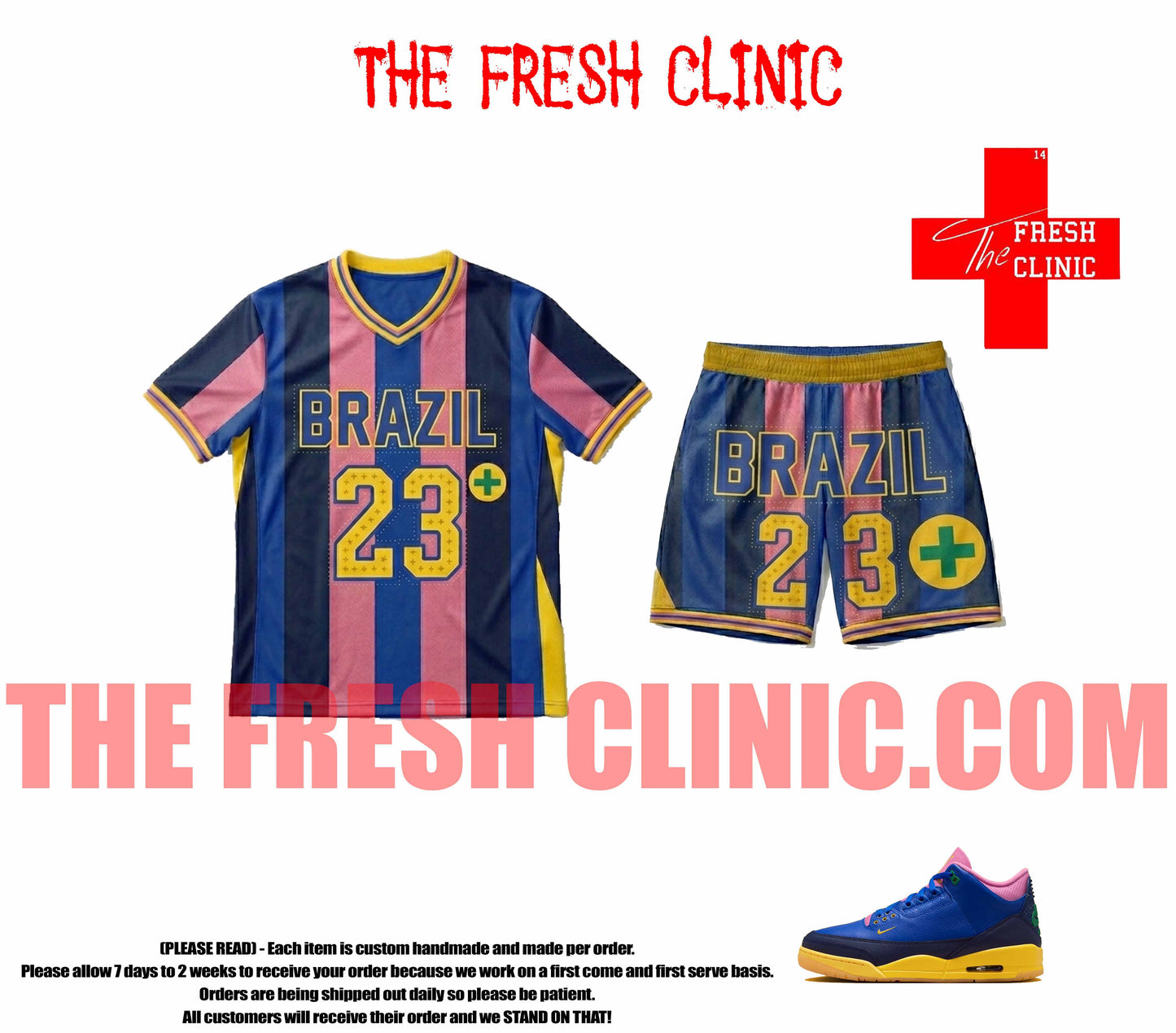 Jordan 3 Brazil Custom Soccer Jersey & Shorts Part 2