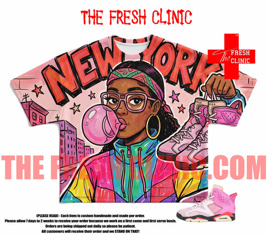 Jordan 6 Awake NYC Bubblegum Pink - NEW YORK - Boxy Oversized Tee