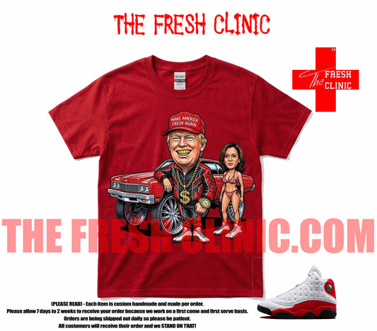 Jordan 13 Chicago (Trump & Kamala) RED Custom Tee