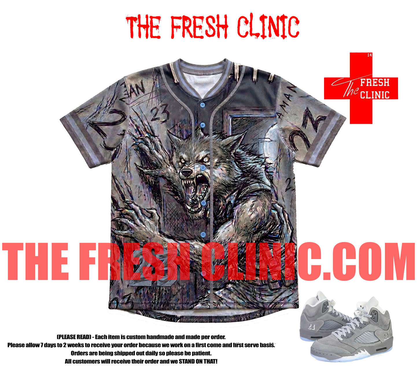 Jordan 5 Wolf Grey (Wolfpack) - Baseball Jersey