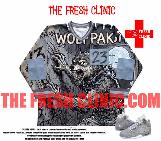 Jordan 5 Wolf Grey (Wolfpack) - Hockey Jersey
