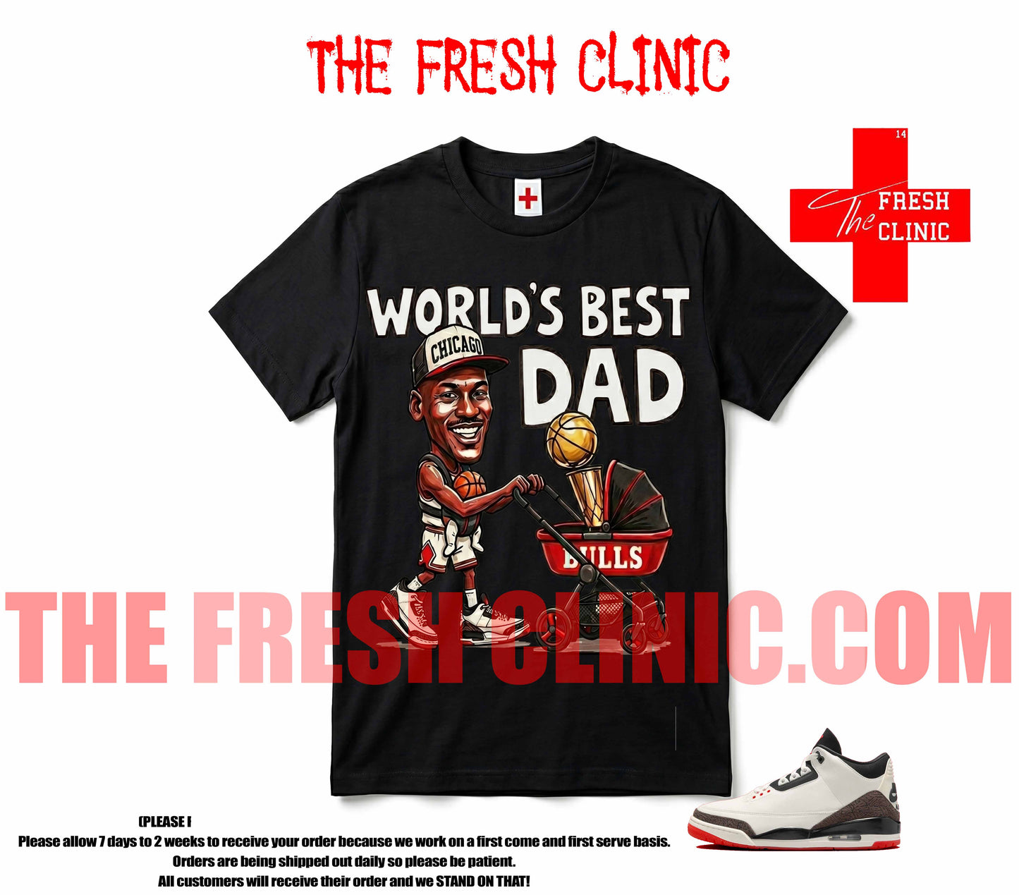 Jordan 3  World's Best Dad Custom tee - Black