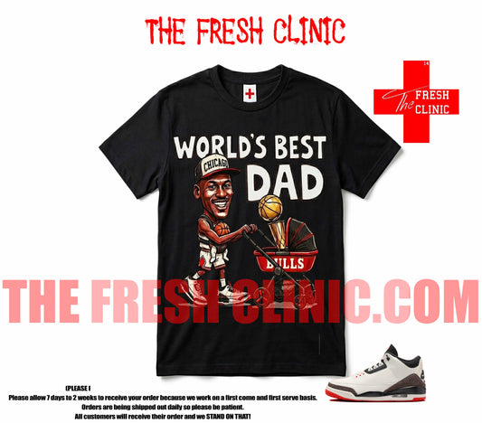 Jordan 3  World's Best Dad Custom tee - Black