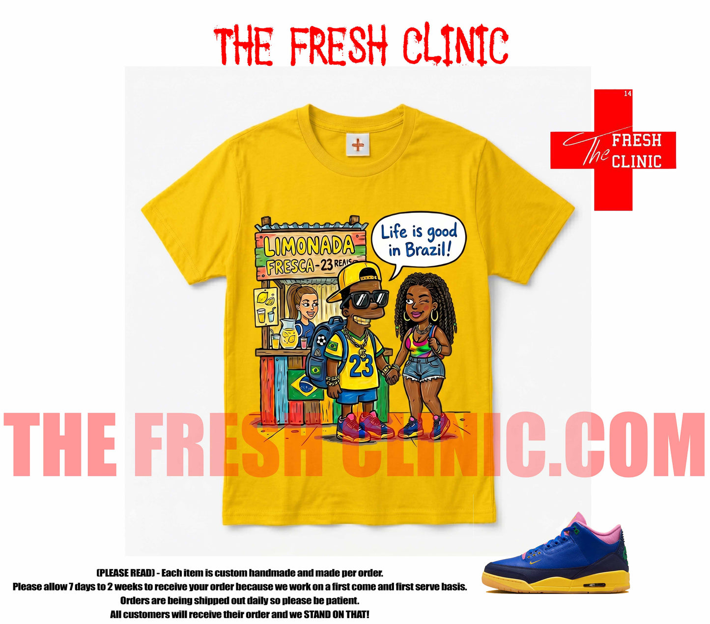 Jordan 3 Brazil Life Is Good Custom tee - Yellow