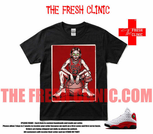 Jordan 13 Chicago (ZOMBIELAND) BLACK Custom Tee